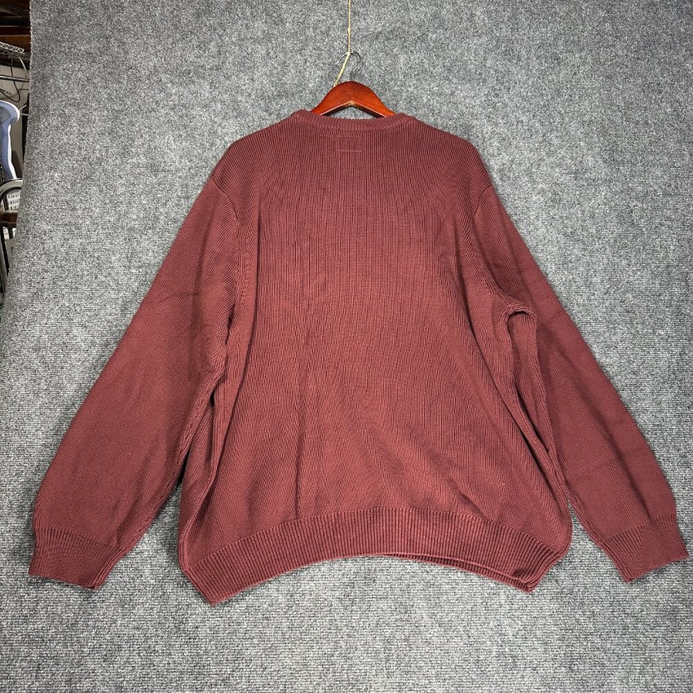 Guide Series Sweater Mens 2XL Burgundy Cotton Cable Knit Pullover Ribbed Hem NEW - Picture 6 of 7